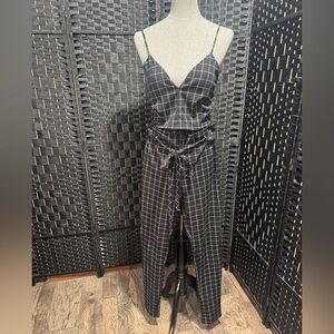 Akira 2 piece Black and White Grid Jumpsuit set Sz L
